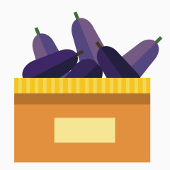矢量扁平紫色茄子和盒子