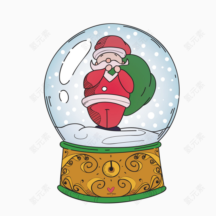 矢量透明蓝玻璃球里圣诞老人