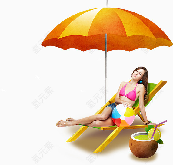 沙滩椅上的美女