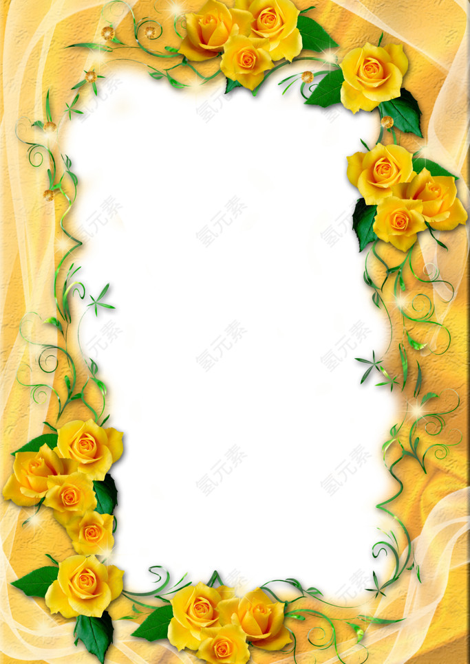 黄色花朵装饰边框