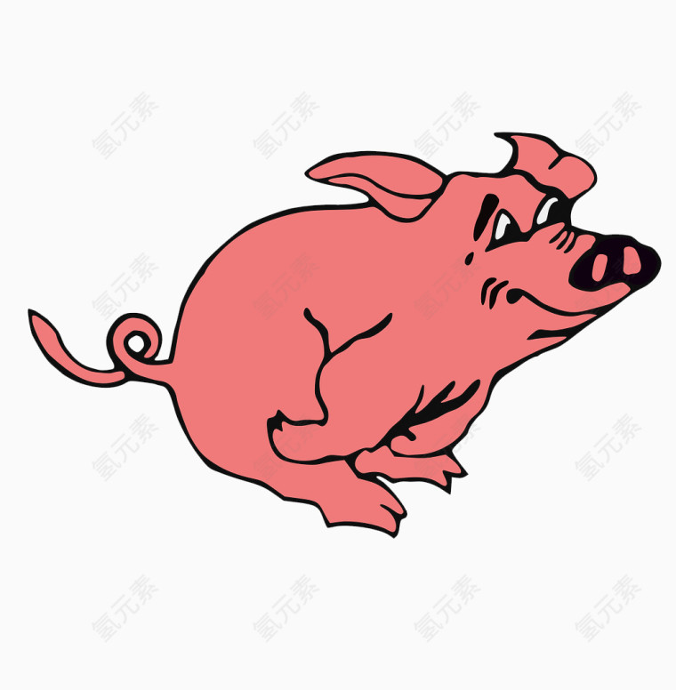 卡通手绘粉红色的小胖猪