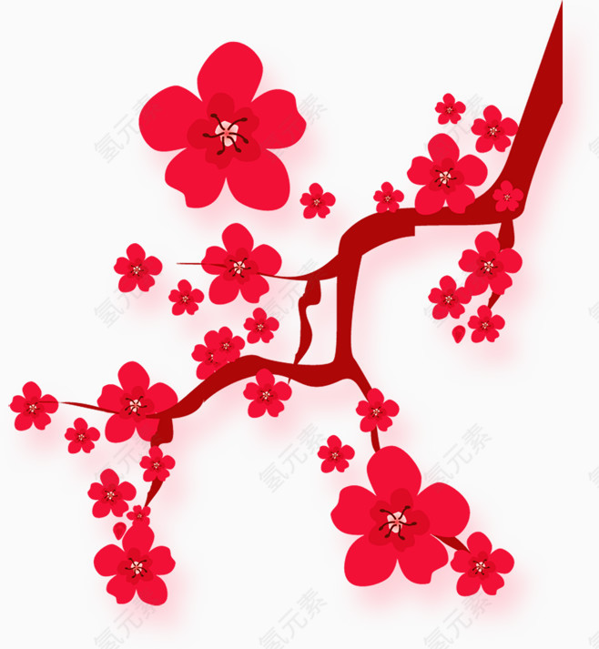 梅花 喜庆 红色 春节 