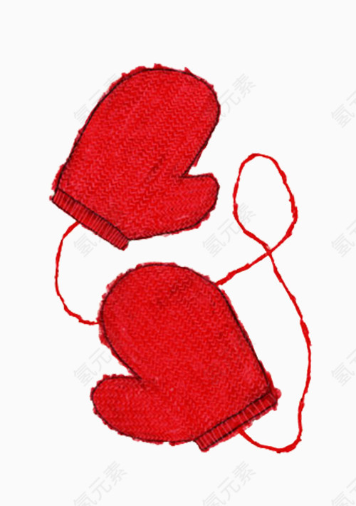 红色毛线手套
