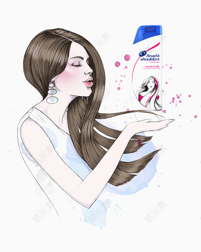 洗发水插画广告