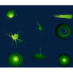 绿色喷溅笔刷特效矢量合集