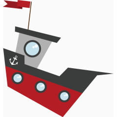 轮船卡通手绘图标元素