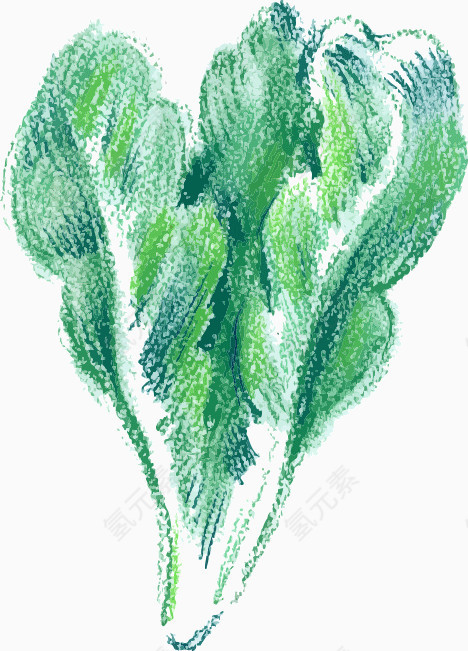 手绘蜡笔小青菜蔬菜素材