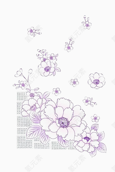 白色花瓣紫色花蕊的花团