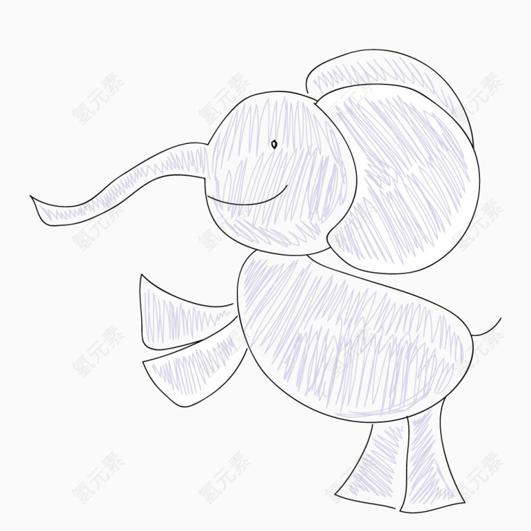蜡笔绘制动物大象