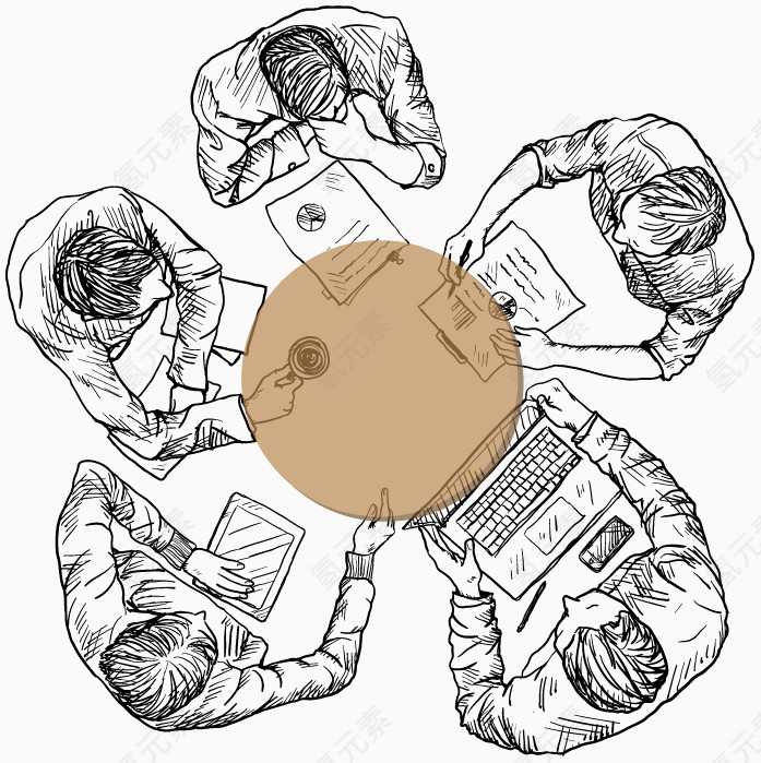 商务团队俯视图矢量素材