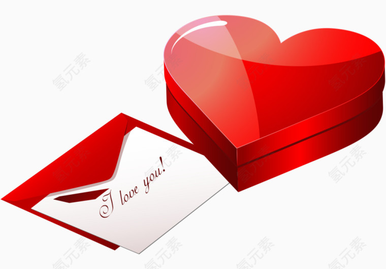 心形礼物盒和情书