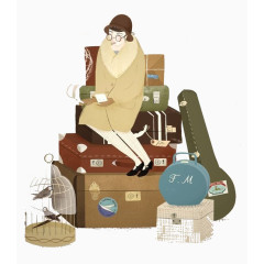 卡通老女人行李