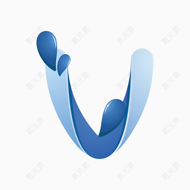 蓝色水纹字母字体V