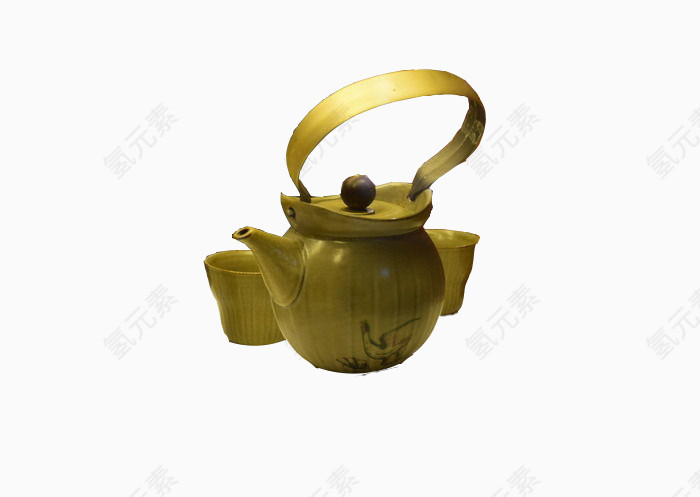 釉绿色陶瓷茶壶