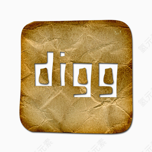 Digg标志广场皱皱的纸