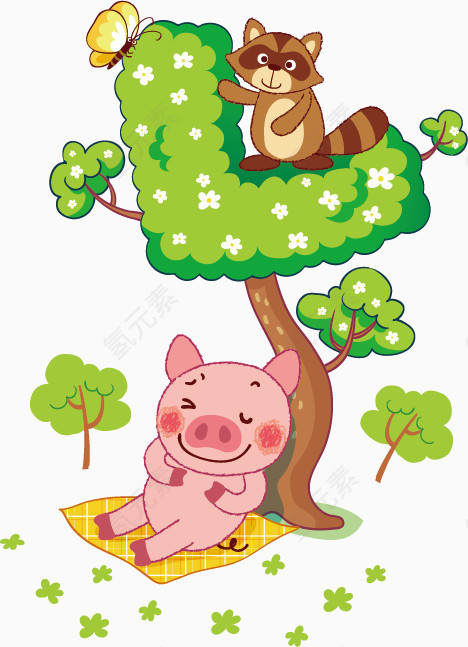 树下的小猪