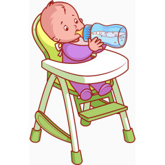 坐餐椅上喝奶的宝宝