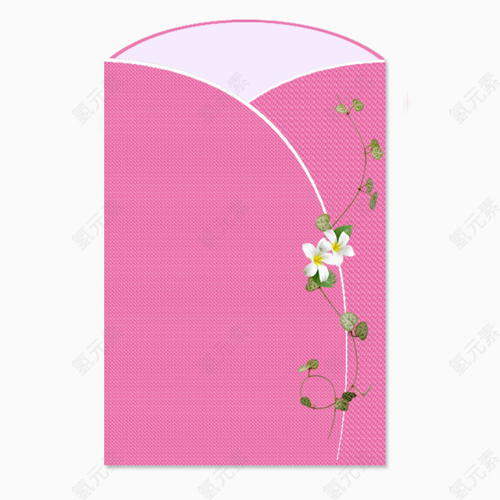 绿叶装饰粉色信封