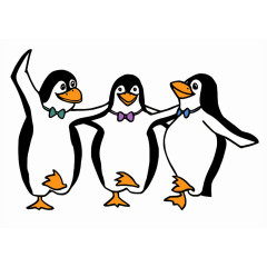 三只可爱的卡通企鹅