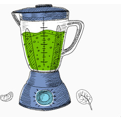 卡通矢量手绘蔬菜汁榨汁机