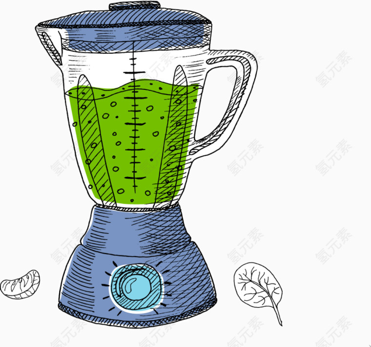 卡通矢量手绘蔬菜汁榨汁机