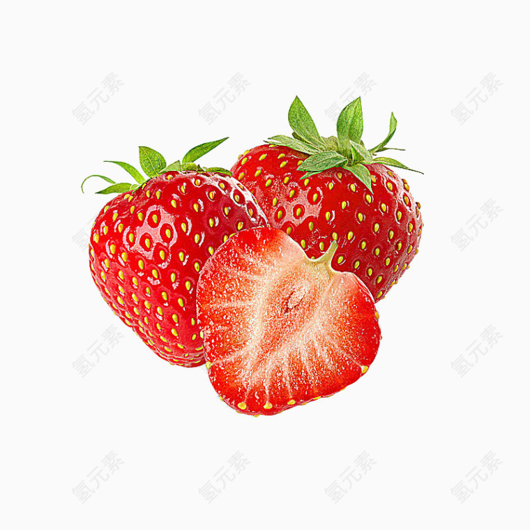 2个红色草莓PNG元素