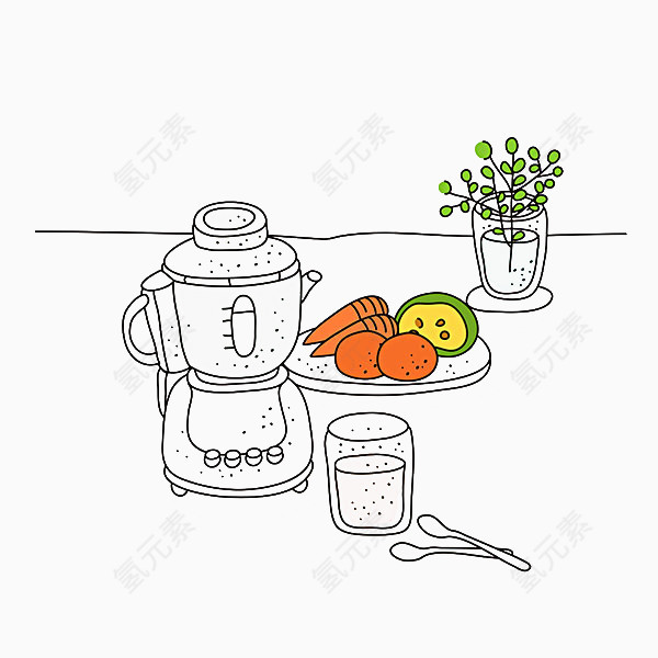 搅拌机与蔬菜