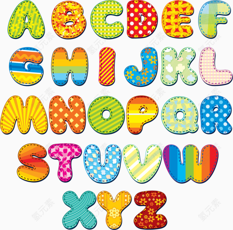 圆形艺术英文字母