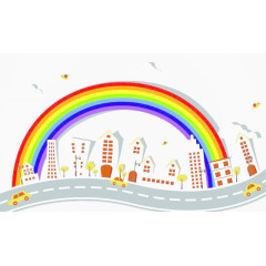 彩虹剪影城市