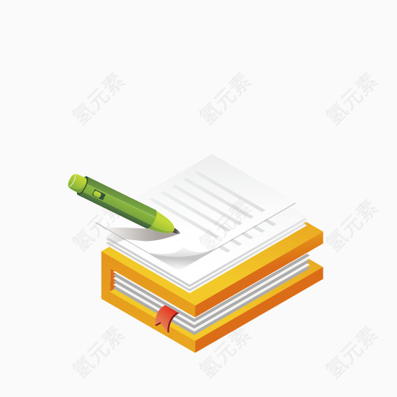 绿色铅笔书籍纸张