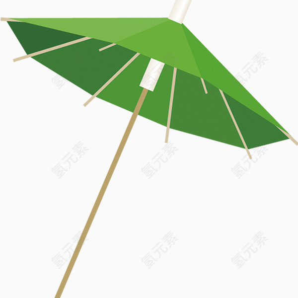 卡通手绘绿色的雨伞