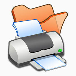 文件夹橙色的打印机图标