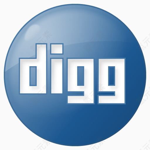 社会Digg按钮蓝色社会书签图标