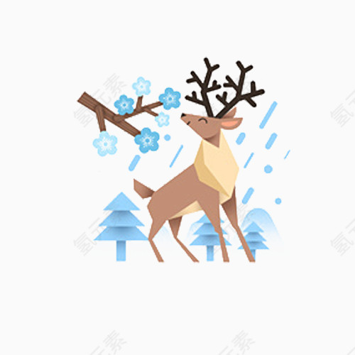 雪下的梅花鹿