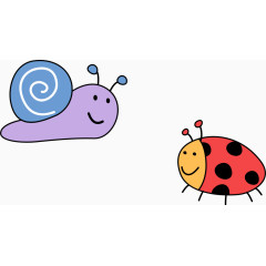 卡通蜗牛瓢虫
