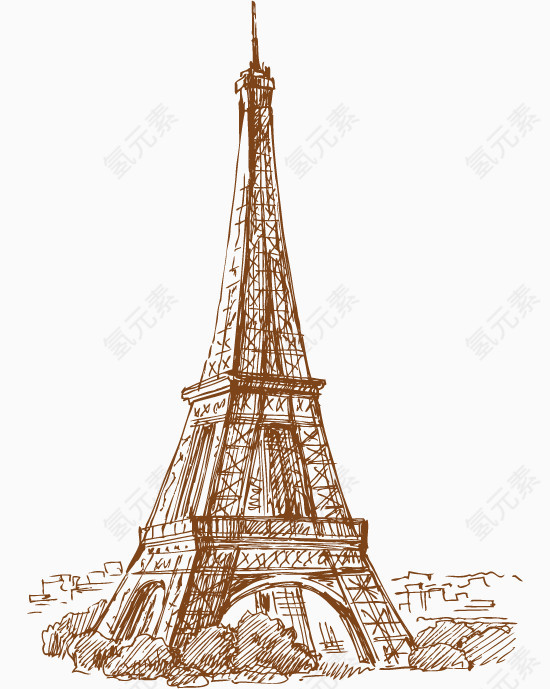 手绘巴黎铁塔