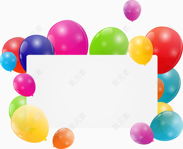 彩色漂浮气球彩带边框
