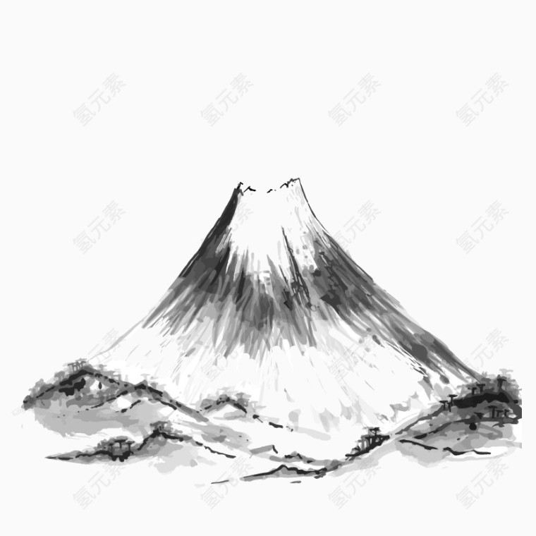 水墨火山