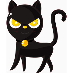 可爱的小黑猫水彩卡通手绘