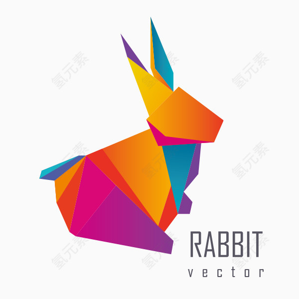 色块拼接动物兔子矢量素材
