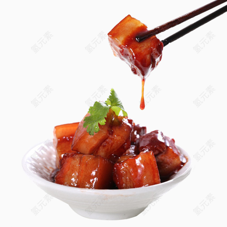 筷子夹红烧肉