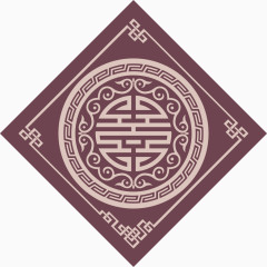 棕色中国风福字装饰图案