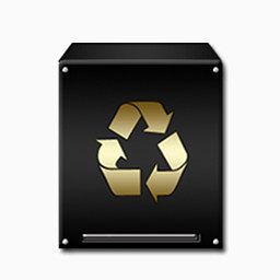废物箱空金黑色和金色图标