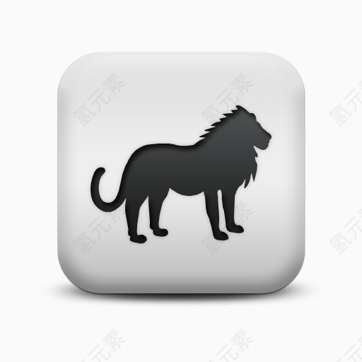 不光滑的白色的广场图标动物动物狮子Animals-Icons