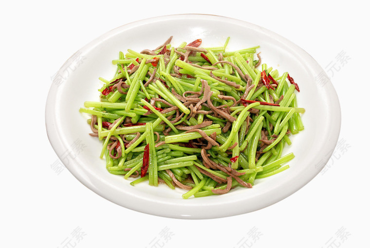 茼蒿杆炒腰丝