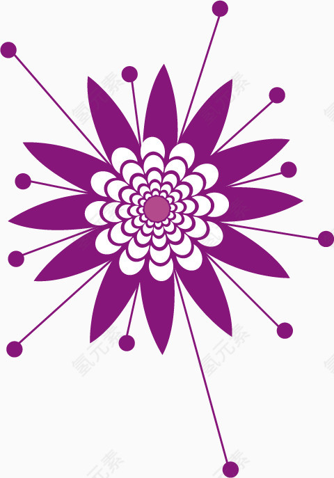 紫色的矢量花朵漂浮素材