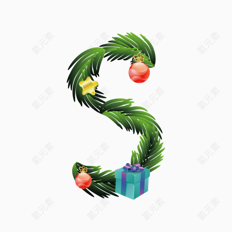 圣诞节礼物字母字体S