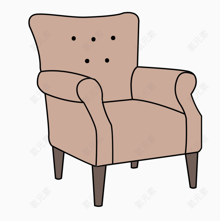 矢量褐色单人沙发