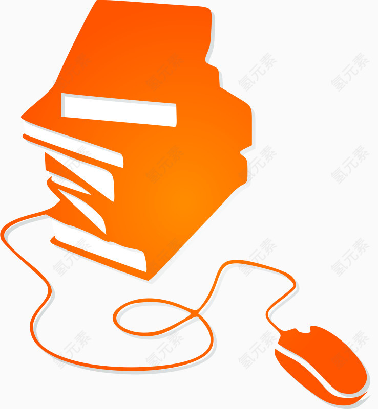 橘红色的书和鼠标