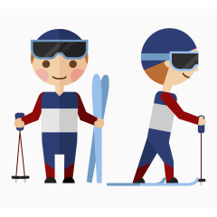 滑雪运动员矢量元素